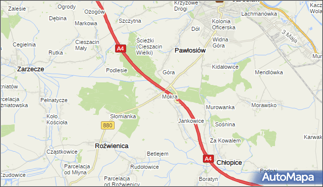 mapa Mokra gmina Roźwienica, Mokra gmina Roźwienica na mapie Targeo