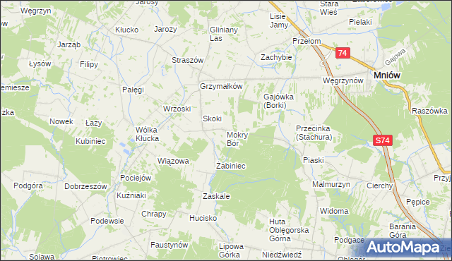 mapa Mokry Bór, Mokry Bór na mapie Targeo