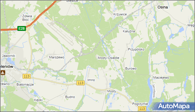 mapa Mosty-Osiedle, Mosty-Osiedle na mapie Targeo