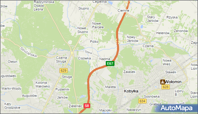 mapa Nadma, Nadma na mapie Targeo