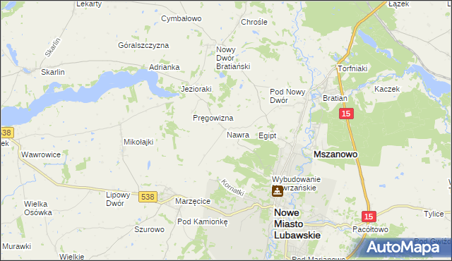 mapa Nawra gmina Nowe Miasto Lubawskie, Nawra gmina Nowe Miasto Lubawskie na mapie Targeo