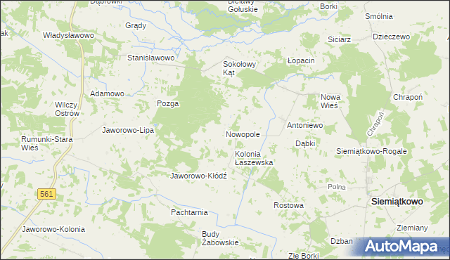 mapa Nowopole gmina Siemiątkowo, Nowopole gmina Siemiątkowo na mapie Targeo