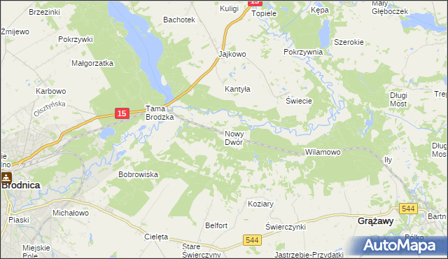 mapa Nowy Dwór gmina Brodnica, Nowy Dwór gmina Brodnica na mapie Targeo