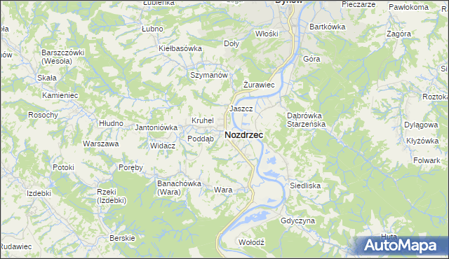 mapa Nozdrzec, Nozdrzec na mapie Targeo