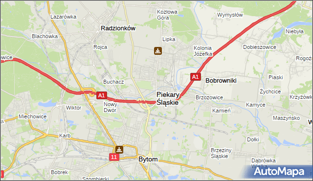 mapa Piekary Śląskie, Piekary Śląskie na mapie Targeo