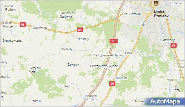 mapa Pietrzykowo-Gołąbki, Pietrzykowo-Gołąbki na mapie Targeo