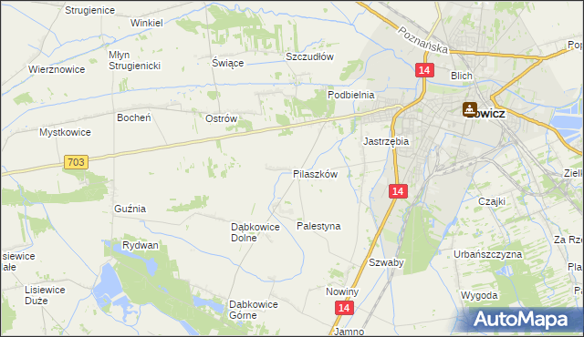 mapa Pilaszków gmina Łowicz, Pilaszków gmina Łowicz na mapie Targeo