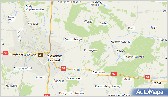 mapa Podrogów, Podrogów na mapie Targeo