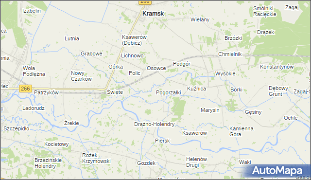 mapa Pogorzałki gmina Kramsk, Pogorzałki gmina Kramsk na mapie Targeo