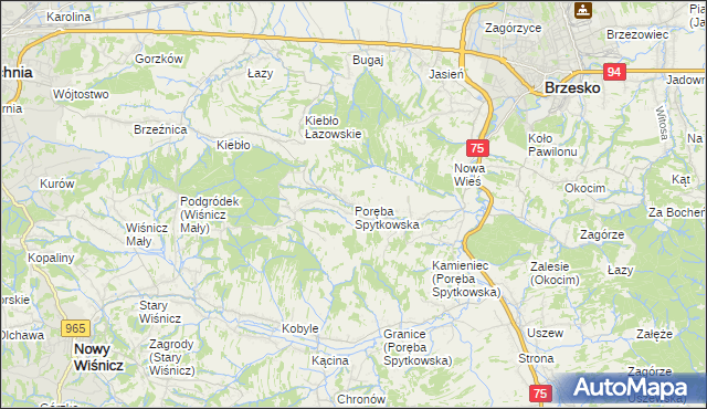 mapa Poręba Spytkowska, Poręba Spytkowska na mapie Targeo