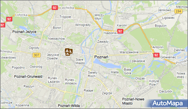 mapa Poznania, Poznań na mapie Targeo