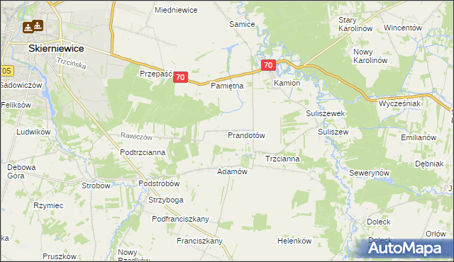 mapa Prandotów, Prandotów na mapie Targeo