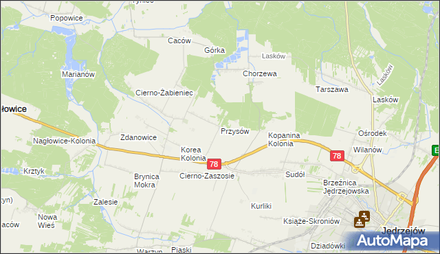 mapa Przysów, Przysów na mapie Targeo