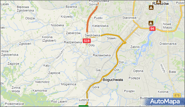 mapa Racławówka, Racławówka na mapie Targeo