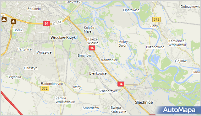 mapa Radwanice gmina Siechnice, Radwanice gmina Siechnice na mapie Targeo