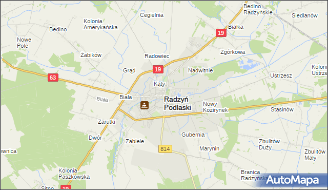 mapa Radzyń Podlaski, Radzyń Podlaski na mapie Targeo