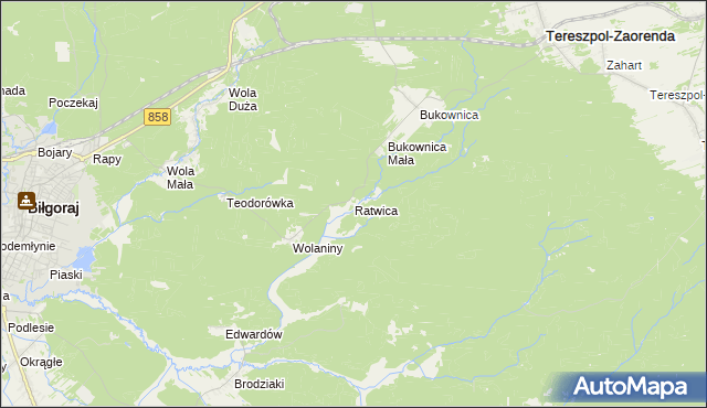 mapa Ratwica, Ratwica na mapie Targeo