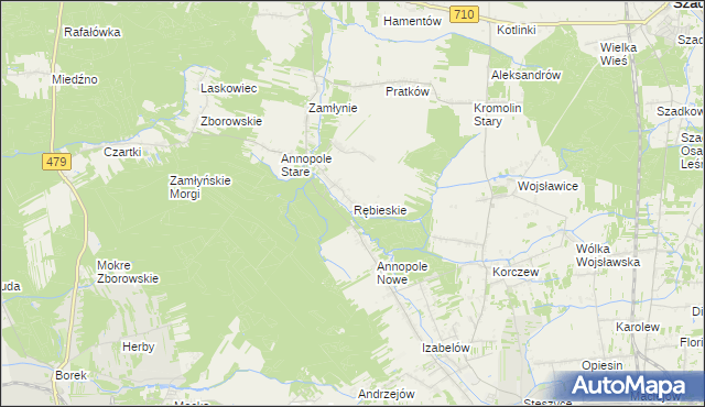 mapa Rębieskie, Rębieskie na mapie Targeo