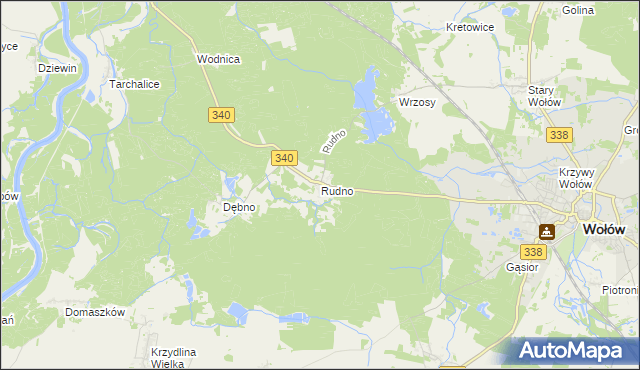 mapa Rudno gmina Wołów, Rudno gmina Wołów na mapie Targeo