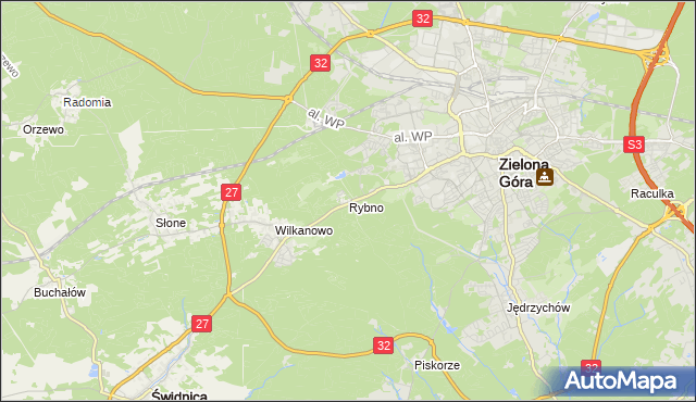mapa Rybno gmina Świdnica, Rybno gmina Świdnica na mapie Targeo