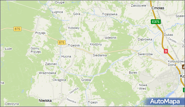 mapa Siedlanka, Siedlanka na mapie Targeo