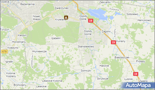 mapa Stanisławowo gmina Juchnowiec Kościelny, Stanisławowo gmina Juchnowiec Kościelny na mapie Targeo