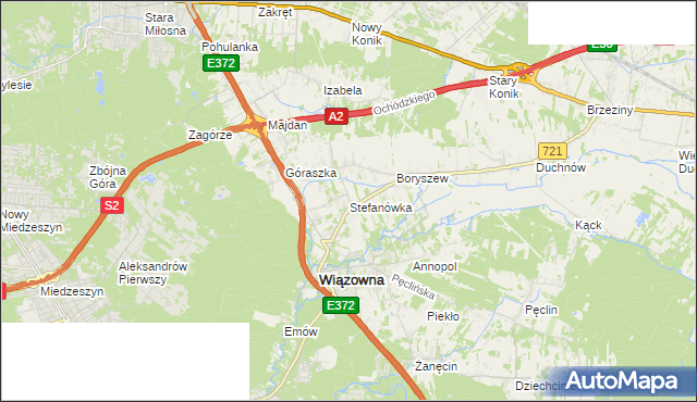 mapa Stefanówka gmina Wiązowna, Stefanówka gmina Wiązowna na mapie Targeo