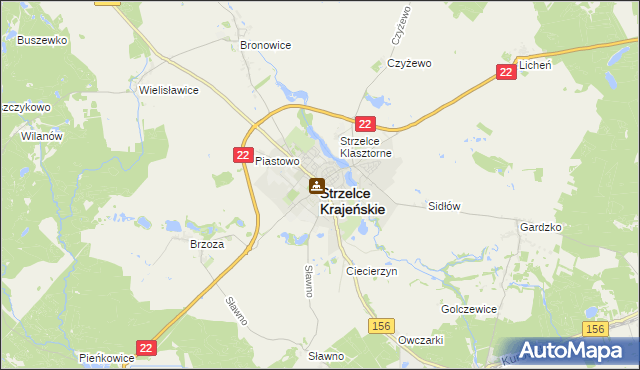 mapa Strzelce Krajeńskie, Strzelce Krajeńskie na mapie Targeo