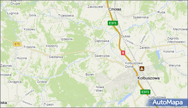 mapa Świerczów gmina Kolbuszowa, Świerczów gmina Kolbuszowa na mapie Targeo