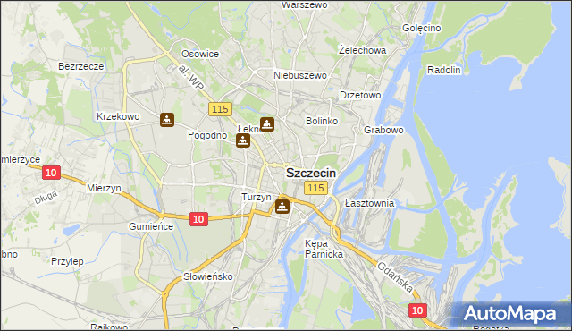 mapa Szczecina, Szczecin na mapie Targeo