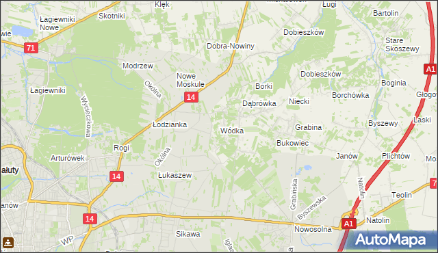 mapa Wódka gmina Nowosolna, Wódka gmina Nowosolna na mapie Targeo