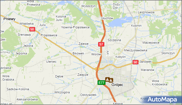 mapa Worów, Worów na mapie Targeo