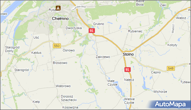 mapa Zakrzewo gmina Stolno, Zakrzewo gmina Stolno na mapie Targeo