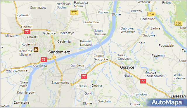 mapa Zalesie Gorzyckie, Zalesie Gorzyckie na mapie Targeo