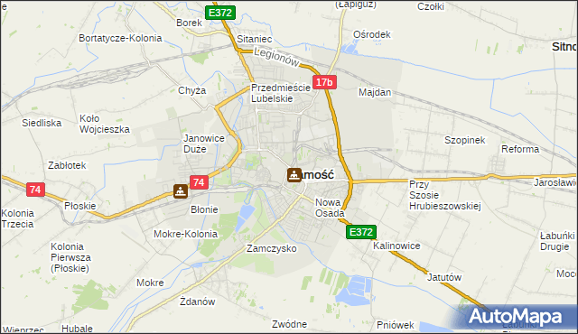 mapa Zamościa, Zamość na mapie Targeo
