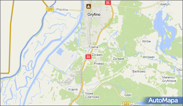 mapa Żórawki, Żórawki na mapie Targeo