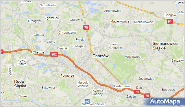 mapa Chorzów, Chorzów na mapie Targeo