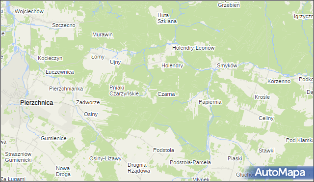 mapa Czarna gmina Pierzchnica, Czarna gmina Pierzchnica na mapie Targeo
