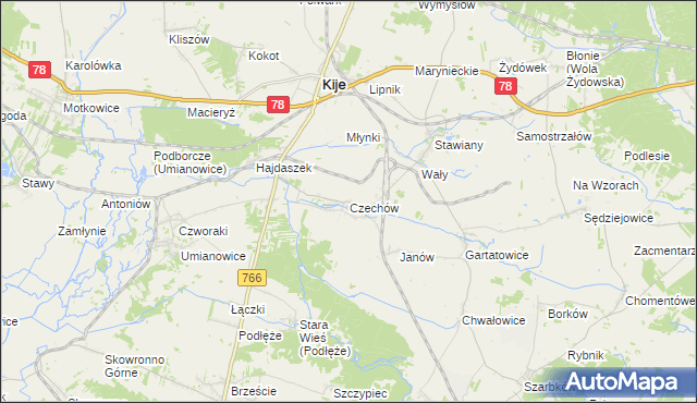 mapa Czechów gmina Kije, Czechów gmina Kije na mapie Targeo