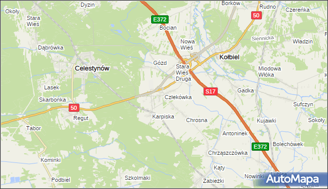 mapa Człekówka, Człekówka na mapie Targeo