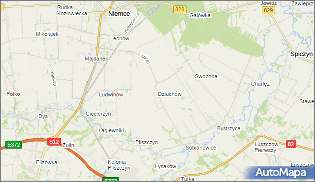 mapa Dziuchów, Dziuchów na mapie Targeo