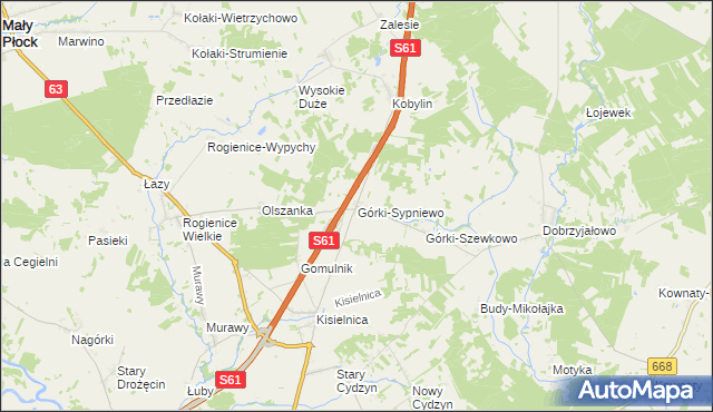 mapa Górki-Sypniewo, Górki-Sypniewo na mapie Targeo