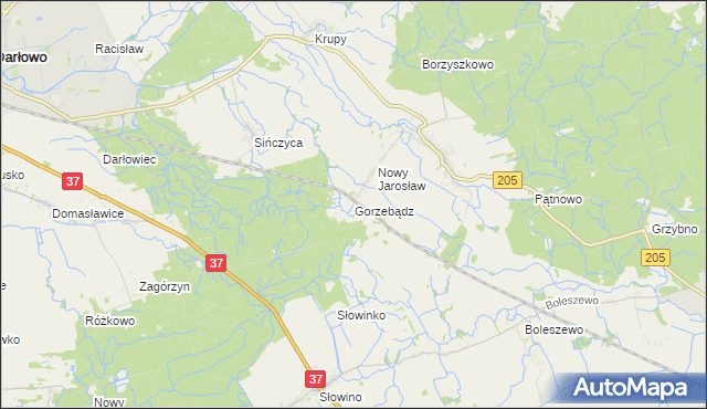 mapa Gorzebądz gmina Darłowo, Gorzebądz gmina Darłowo na mapie Targeo