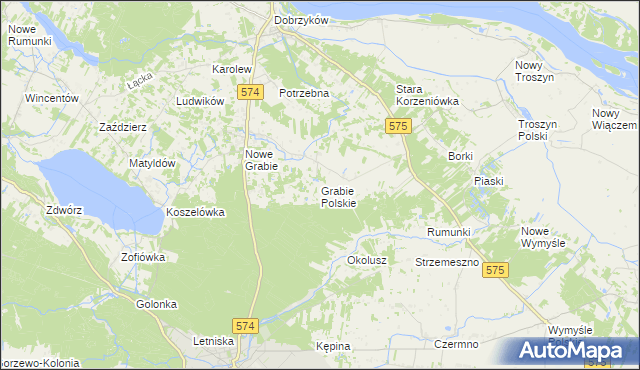 mapa Grabie Polskie, Grabie Polskie na mapie Targeo