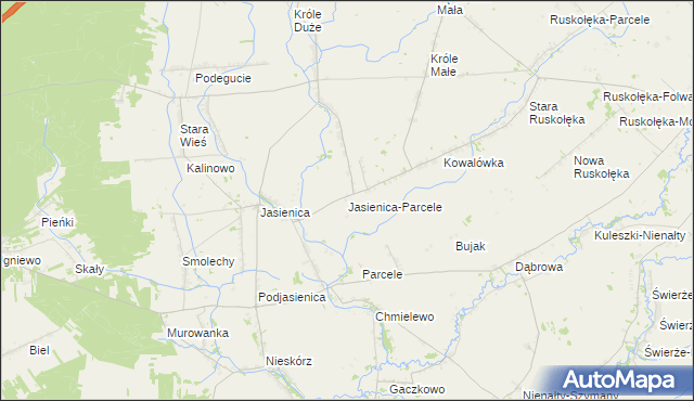 mapa Jasienica-Parcele, Jasienica-Parcele na mapie Targeo