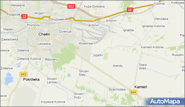 mapa Józefin gmina Kamień, Józefin gmina Kamień na mapie Targeo