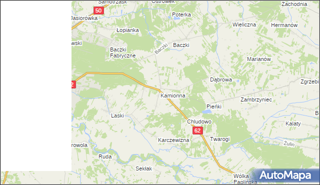 mapa Kamionna gmina Łochów, Kamionna gmina Łochów na mapie Targeo