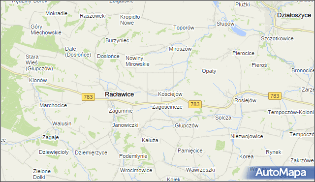 mapa Kościejów, Kościejów na mapie Targeo