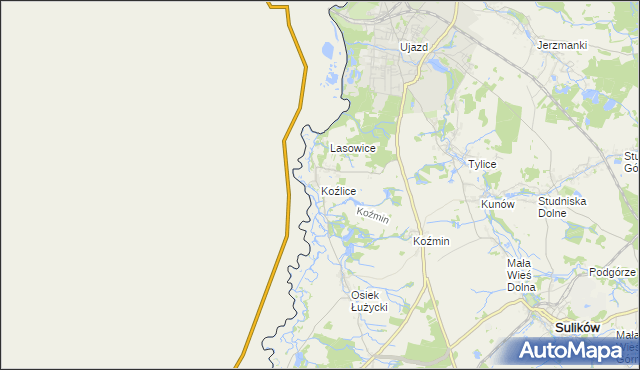 mapa Koźlice gmina Zgorzelec, Koźlice gmina Zgorzelec na mapie Targeo
