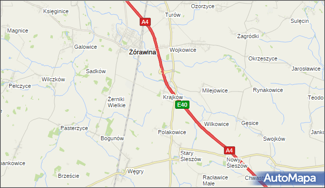 mapa Krajków gmina Żórawina, Krajków gmina Żórawina na mapie Targeo